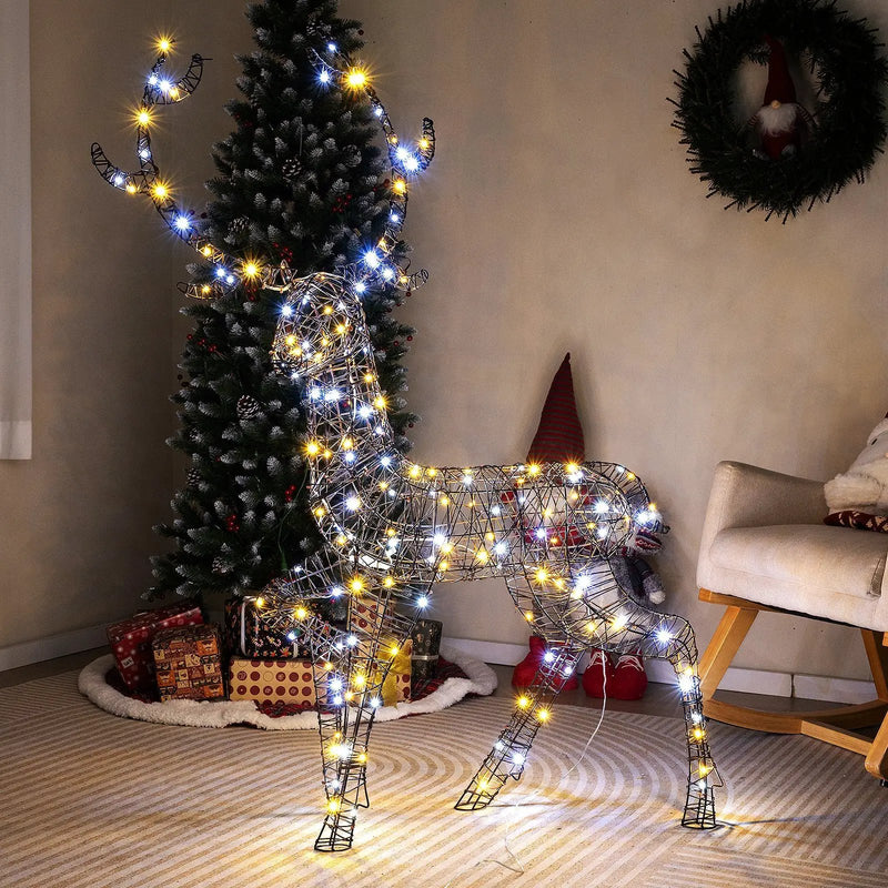 4.6 Feet Pre-Lit Christmas Reindeer with 170 Cold and Warm LED Lights by DirectDeals