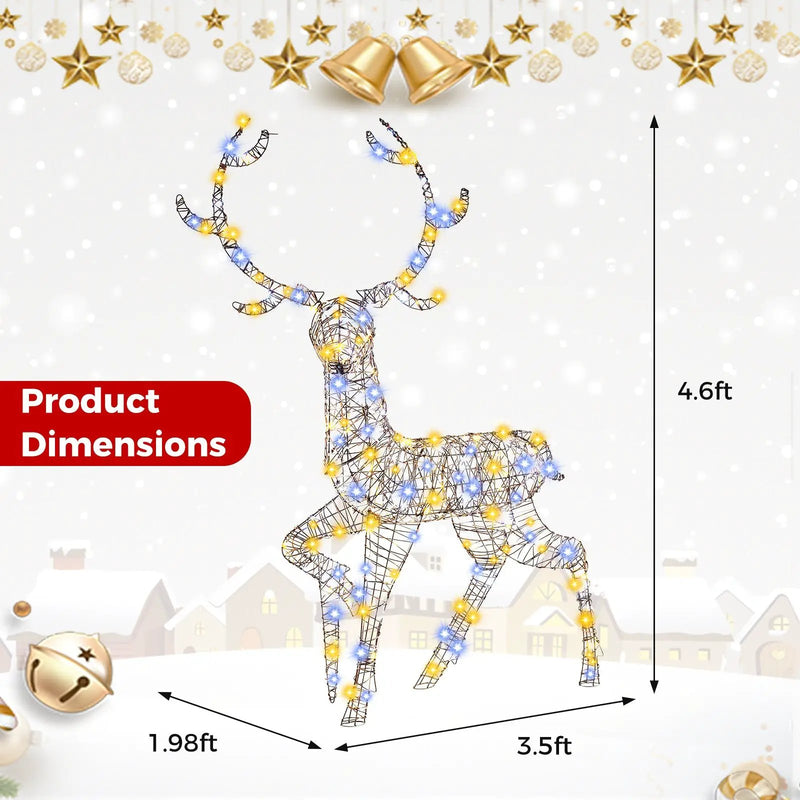 4.6 Feet Pre-Lit Christmas Reindeer with 170 Cold and Warm LED Lights by DirectDeals