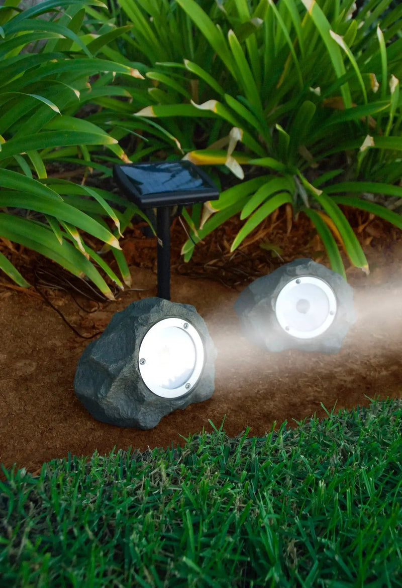 4Pack Smith&Hawken Outdoor Solar Powered Rock Spotlight Walkway LED Garden Path by Outdoor Solar Outlet