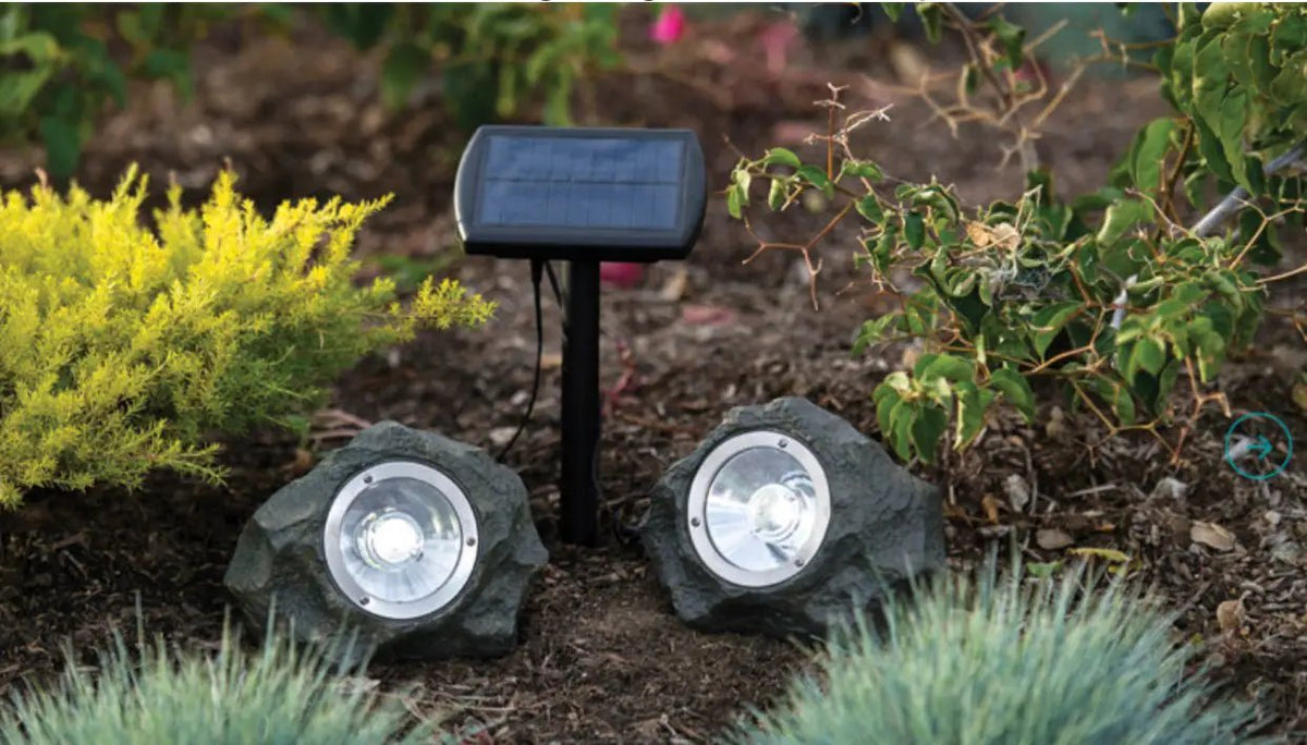 4Pack Smith&Hawken Outdoor Solar Powered Rock Spotlight Walkway LED Garden Path by Outdoor Solar Outlet
