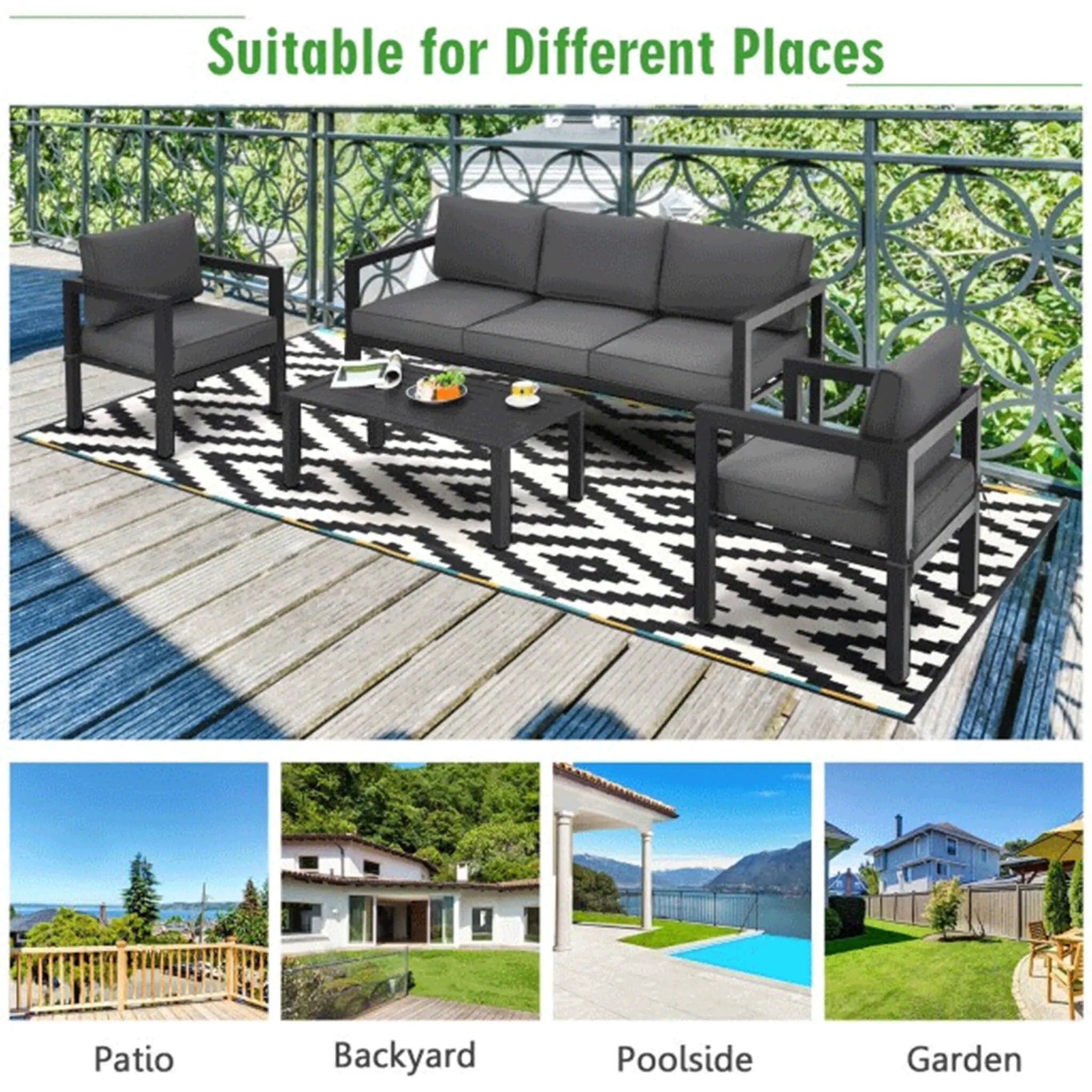 Alora 4-Piece Premium Outdoor Aluminum Furniture Set For Backyard & Poolside (SAK73532) by SAKSBY WHOLESALE