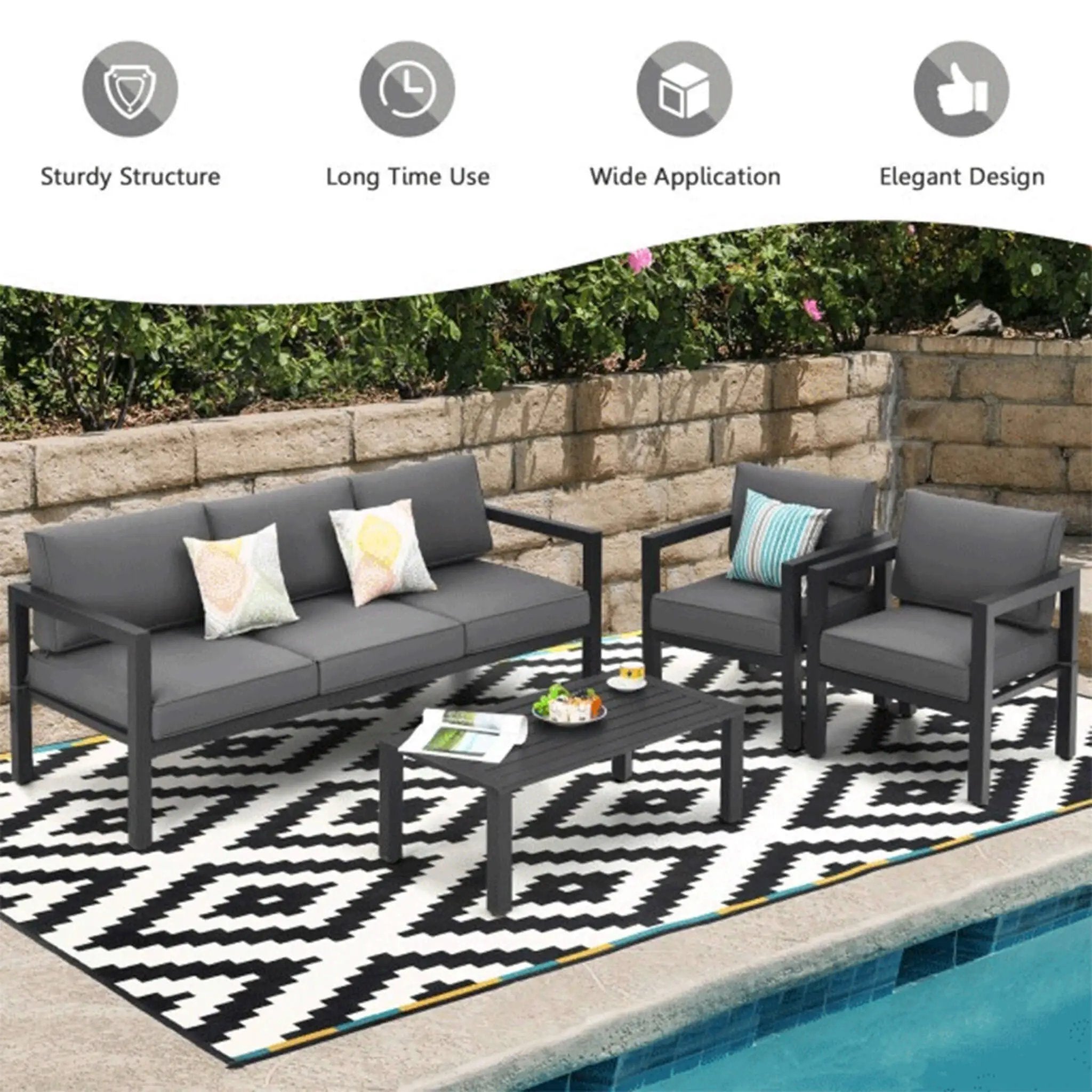Alora 4-Piece Premium Outdoor Aluminum Furniture Set For Backyard & Poolside (SAK73532) by SAKSBY WHOLESALE