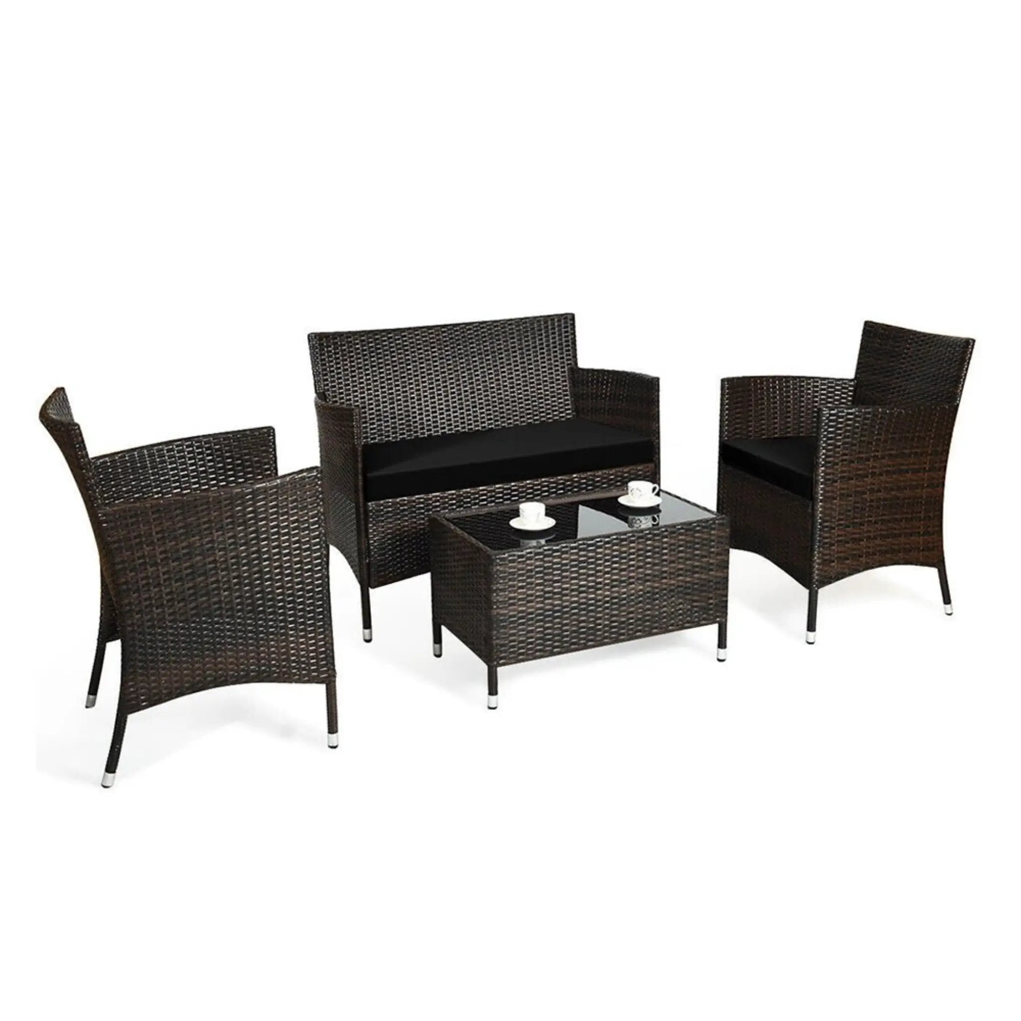 Alora 4-Piece Outdoor Rattan Patio Furniture Set With Cushions & Coffee Table (SAK75463) by SAKSBY WHOLESALE