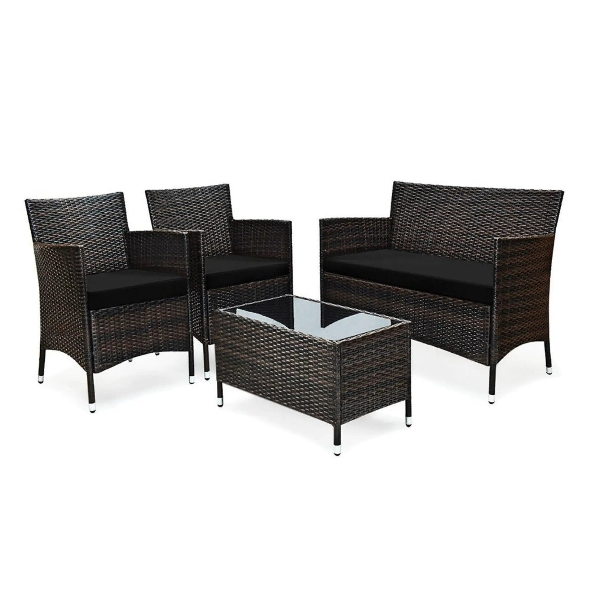 Alora 4-Piece Outdoor Rattan Patio Furniture Set With Cushions & Coffee Table (SAK75463) by SAKSBY WHOLESALE