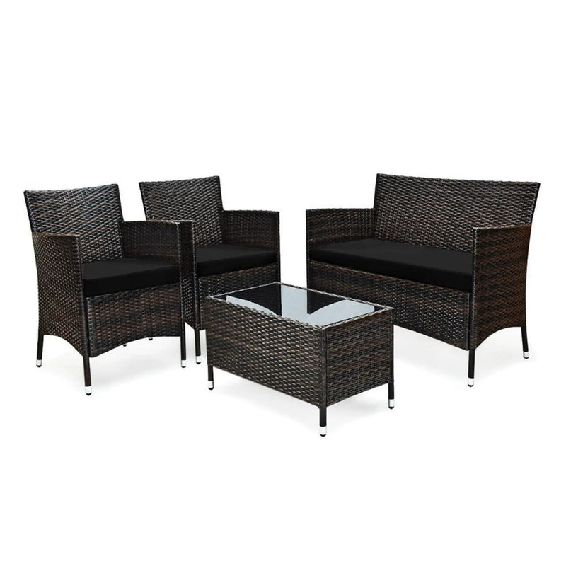 Alora 4-Piece Outdoor Rattan Patio Furniture Set With Cushions & Coffee Table (SAK75463) by SAKSBY WHOLESALE