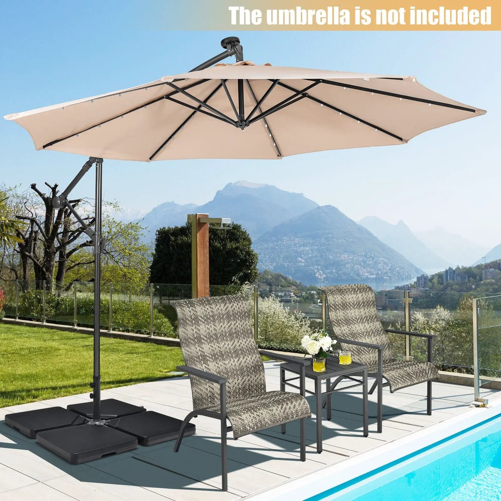4 Pieces 13L Cantilever Offset Patio Umbrella Base with Easy-Fill Spouts by DirectDeals