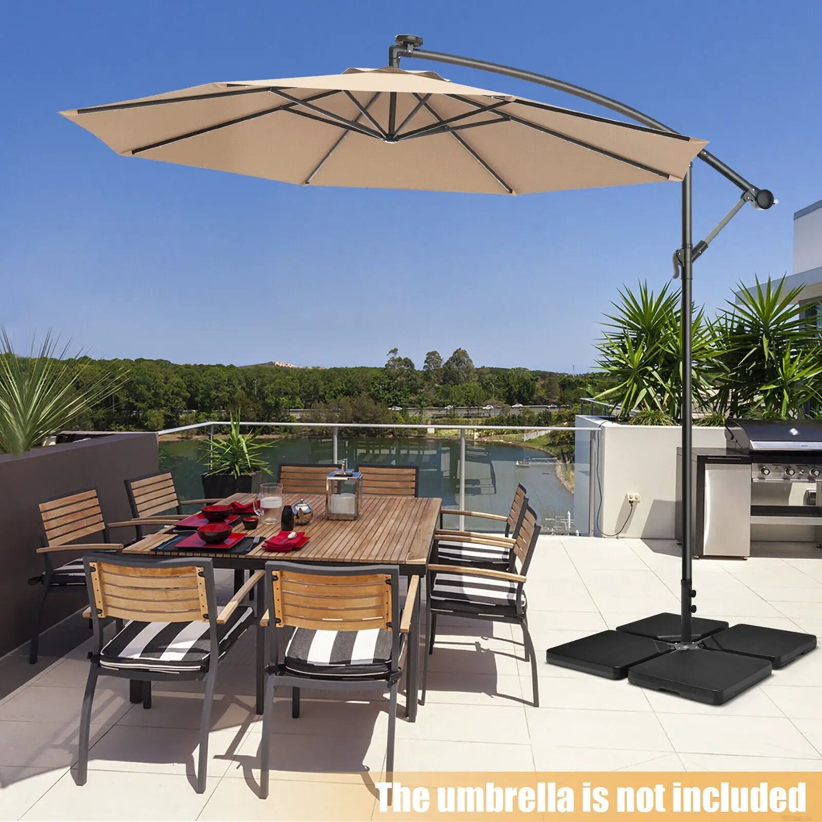 4 Pieces 13L Cantilever Offset Patio Umbrella Base with Easy-Fill Spouts by DirectDeals