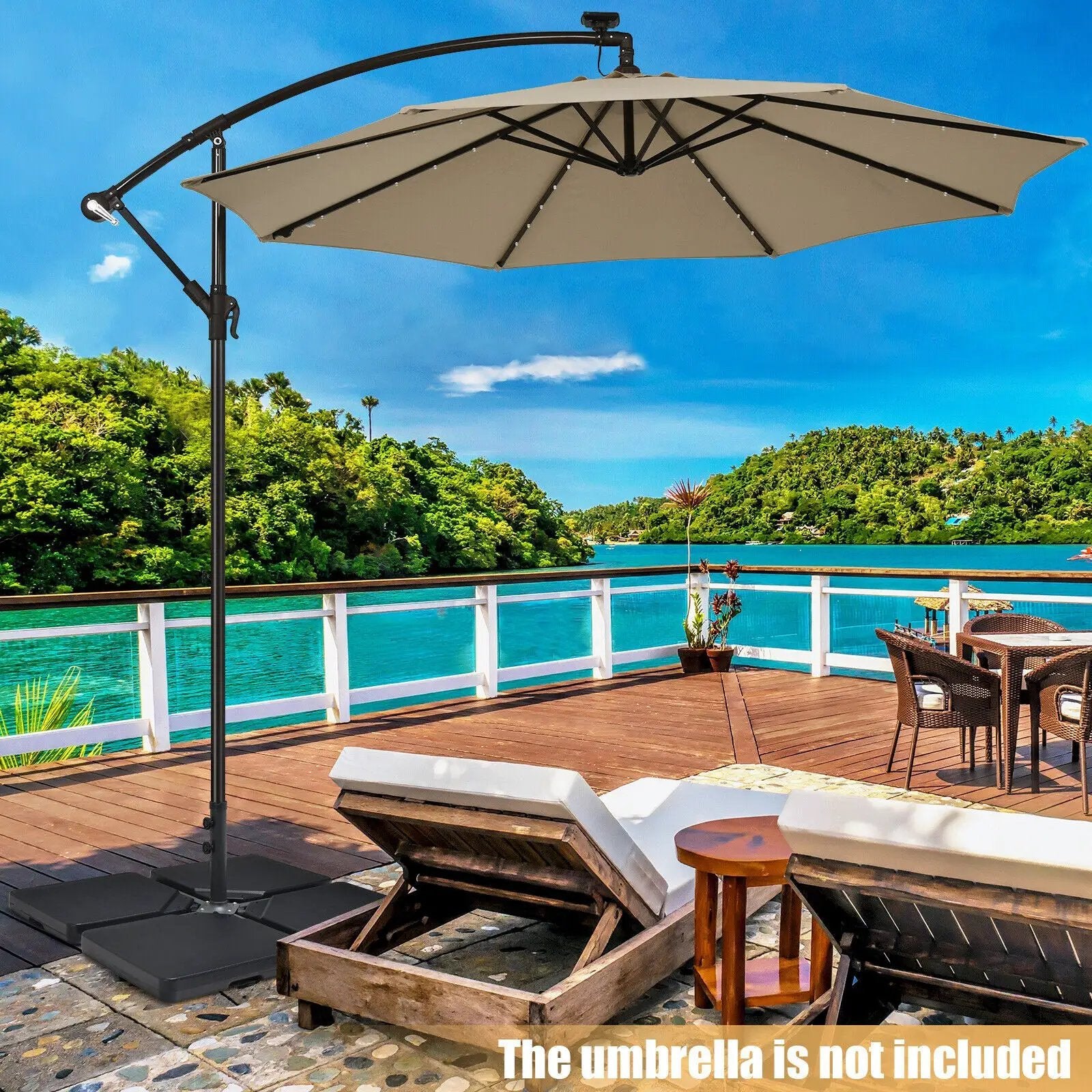 4 Pieces 13L Cantilever Offset Patio Umbrella Base with Easy-Fill Spouts by DirectDeals