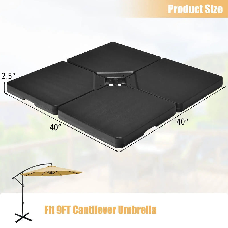 4 Pieces 13L Cantilever Offset Patio Umbrella Base with Easy-Fill Spouts by DirectDeals
