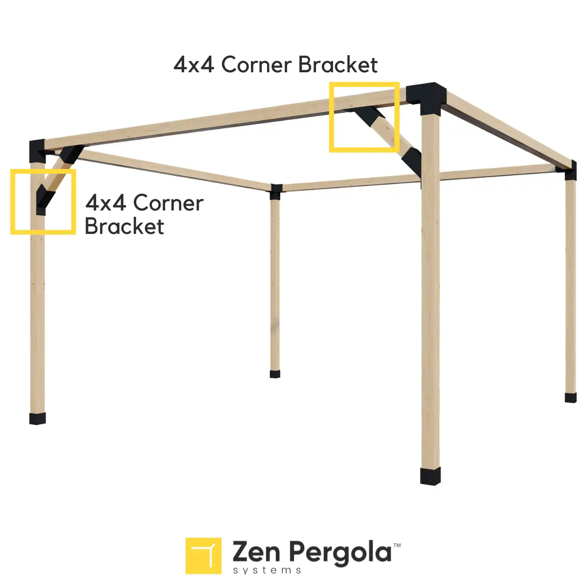 Pergola Support Bracket (for 4x4 Wood Posts) by Zen Pergolas