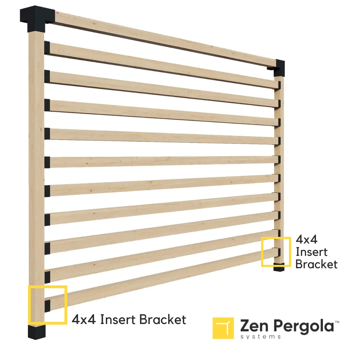Pergola Insert Bracket (for 4x4 Wood Posts) by Zen Pergolas