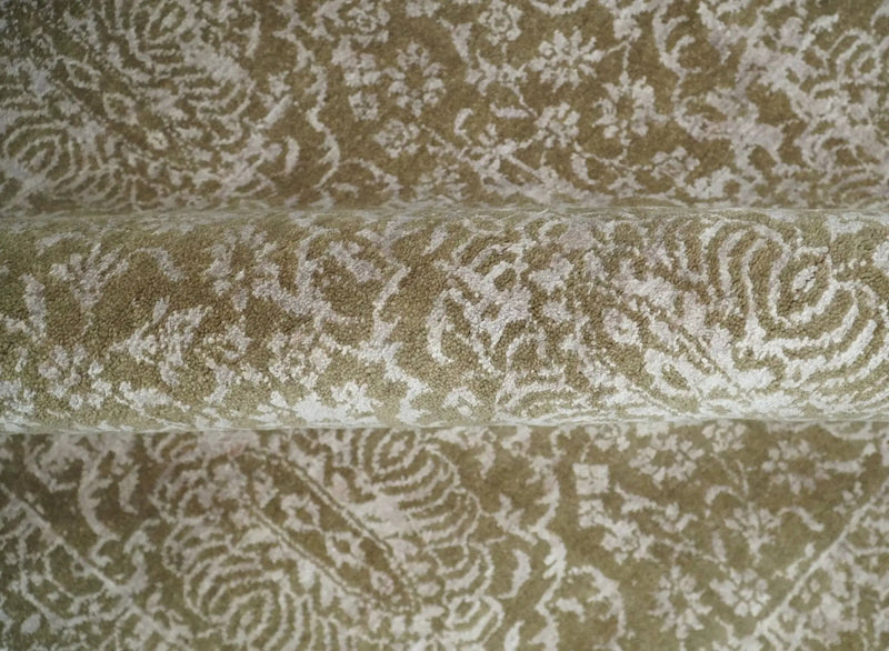 4x6 Fine Hand Knotted Olive and Silver Traditional Vintage Persian Style Antique Wool and SIlk Rug | AGR16 by The Rug Decor