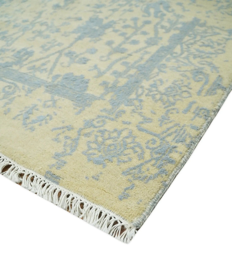 4x6 Fine Hand Knotted Gold and Silver Traditional Persian Style Antique Wool and Silk Rug by The Rug Decor