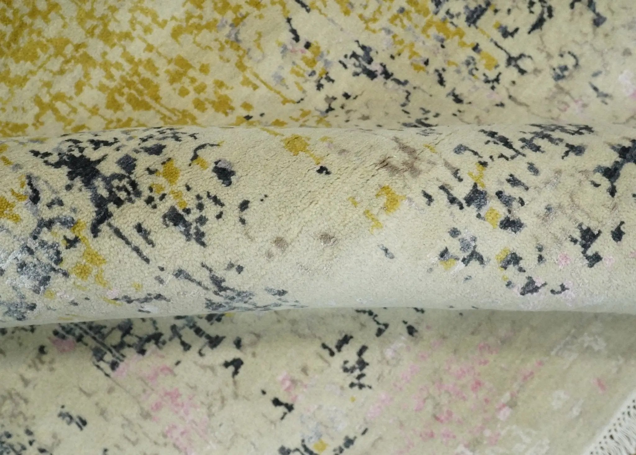 4x6 Fine Hand Knotted Gold, Gray and Ivory Modern Abstract Wool and SIlk Area Rug | AGR17 by The Rug Decor