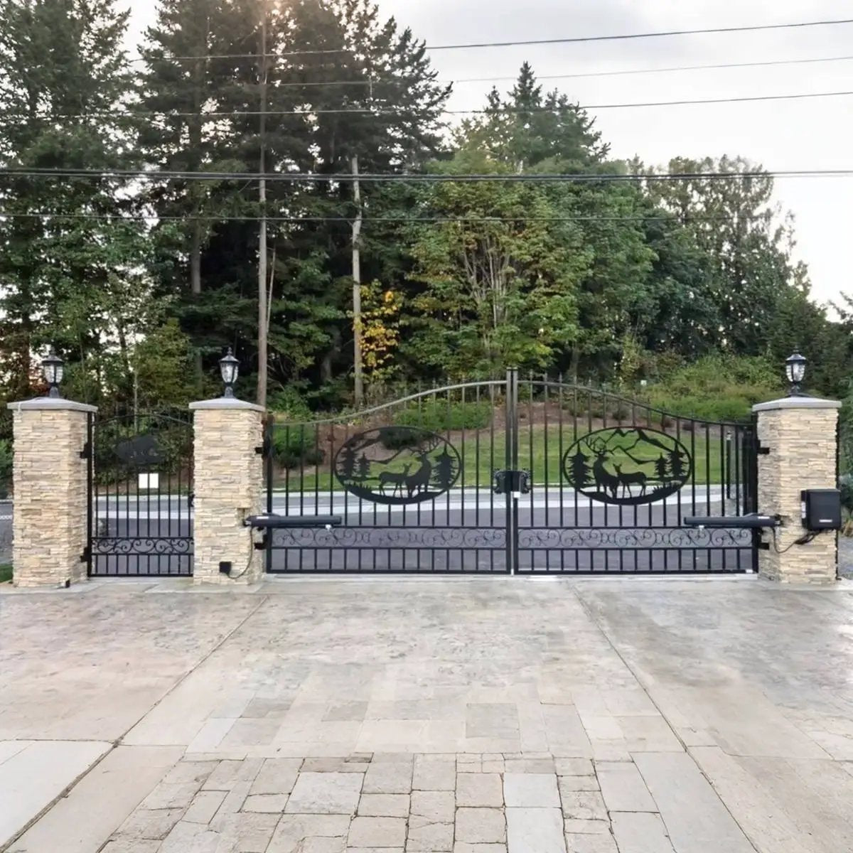 14x8 ft Steel Dual Swing Driveway Gate by Chery Industrial