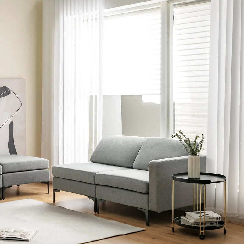 3-Seat Sectional Sofa Couch with Armrest Magazine Pocket and Metal Leg by DirectDeals