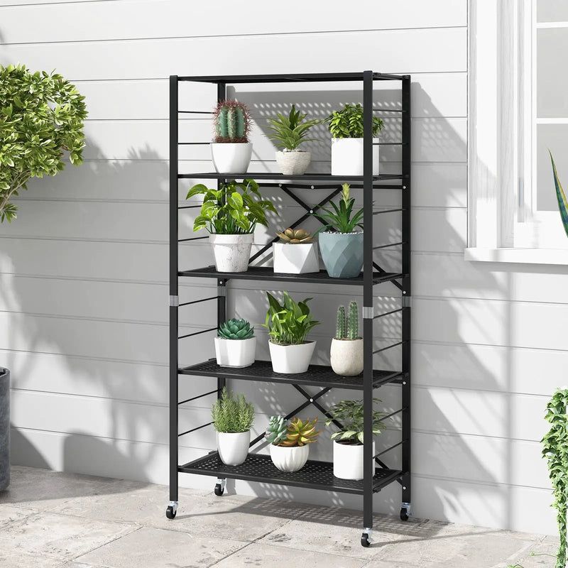 5-Tier Adjustable Shelves with Wheels for Garage Kitchen Balcony by DirectDeals