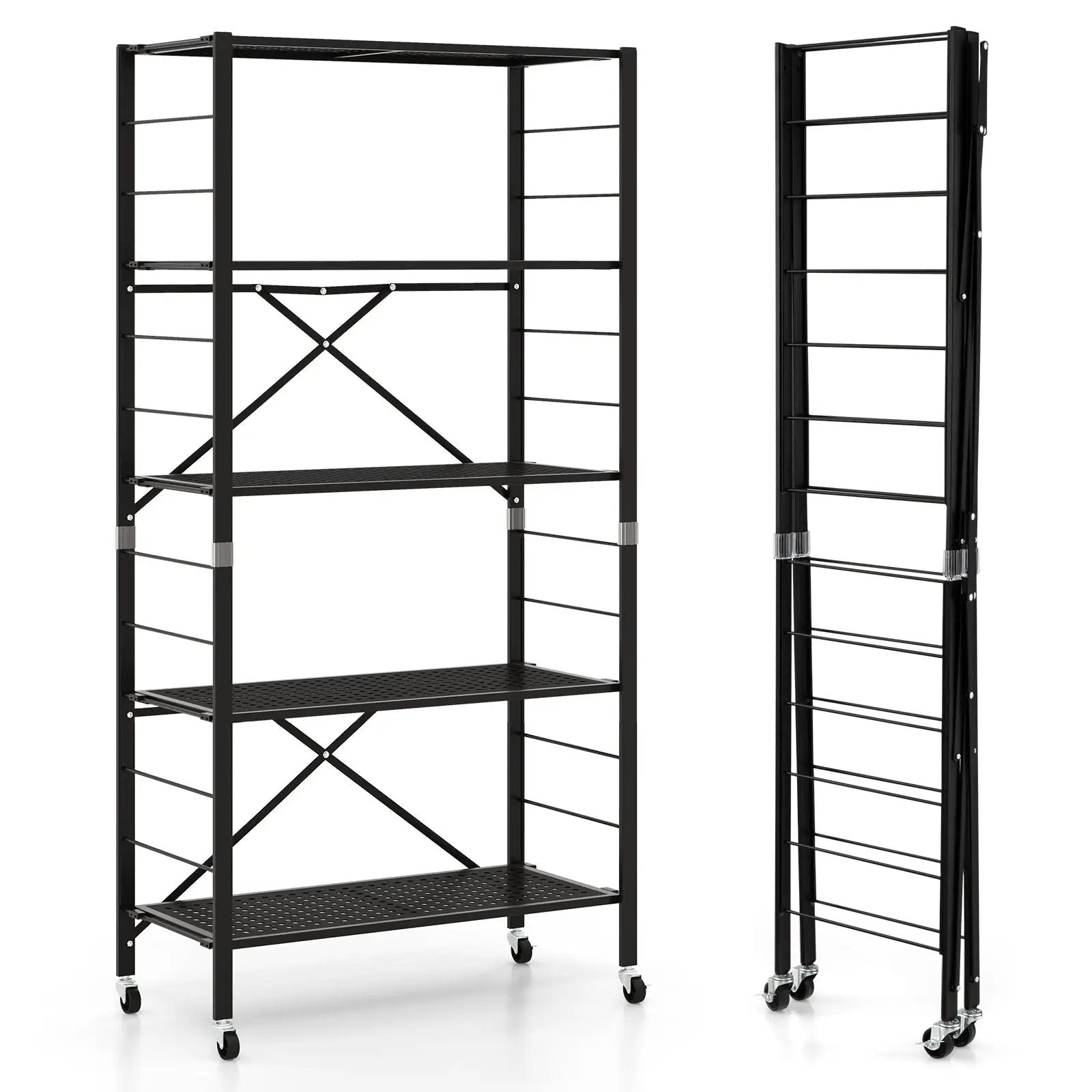 5-Tier Adjustable Shelves with Wheels for Garage Kitchen Balcony by DirectDeals
