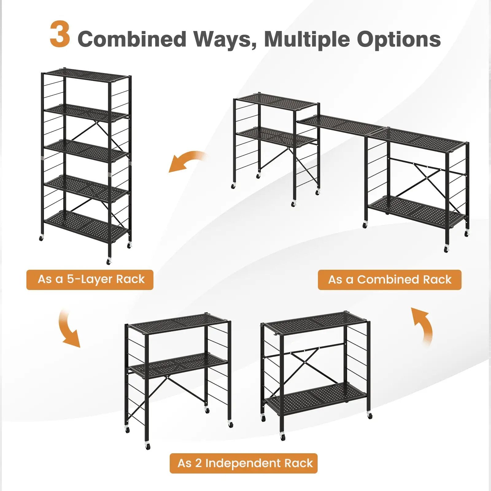 5-Tier Adjustable Shelves with Wheels for Garage Kitchen Balcony by DirectDeals
