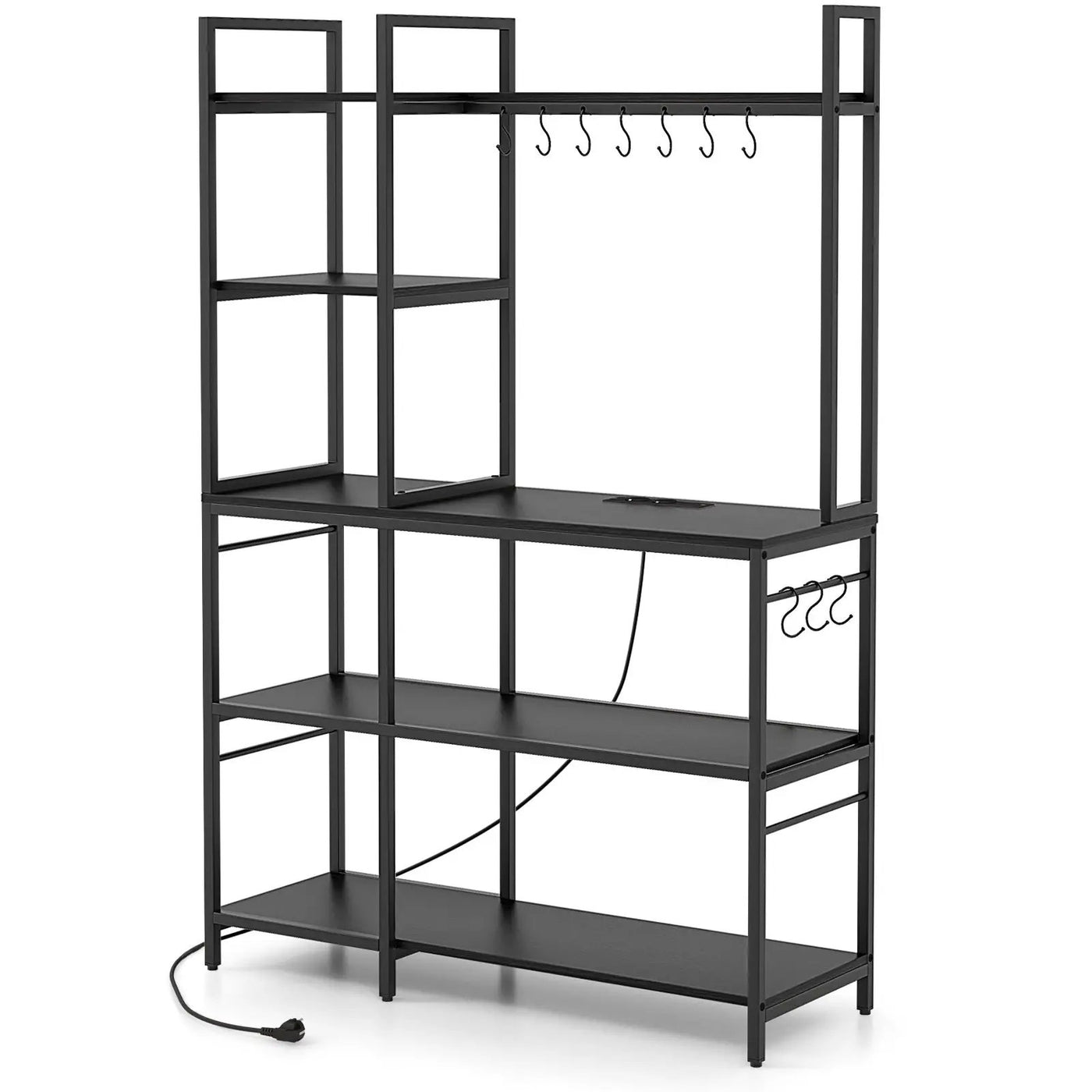5-Tier Bakers Rack with Power Outlets and 10 S-Shaped Hooks by DirectDeals