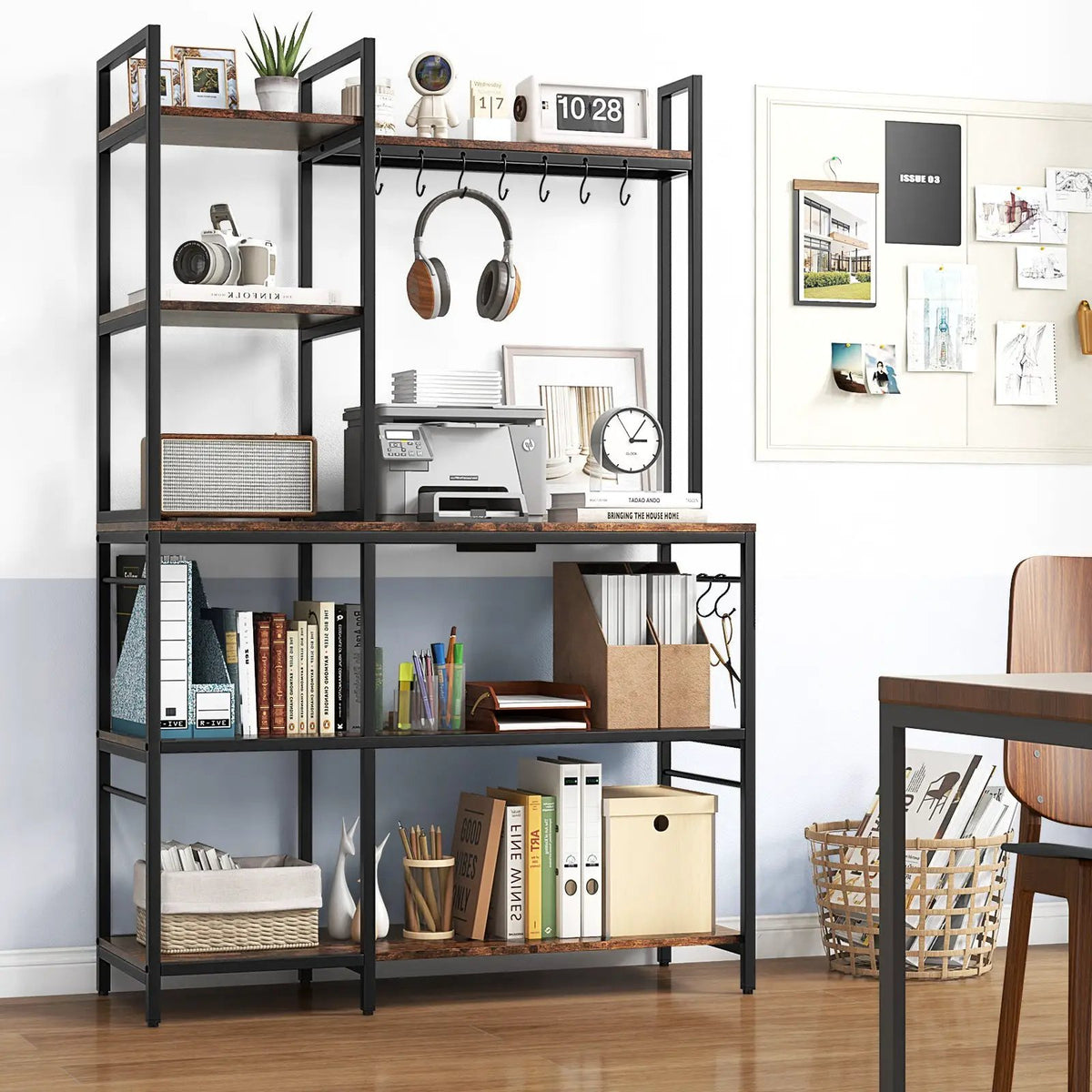 5-Tier Bakers Rack with Power Outlets and 10 S-Shaped Hooks by DirectDeals