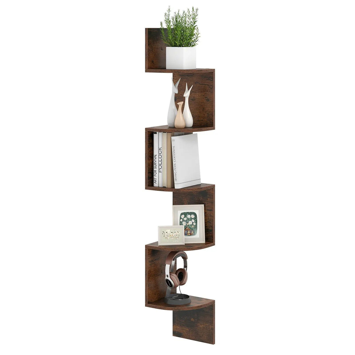 5-Tier Corner Shelf Floating Bookshelf Wall Mounted Storage Organizer by DirectDeals