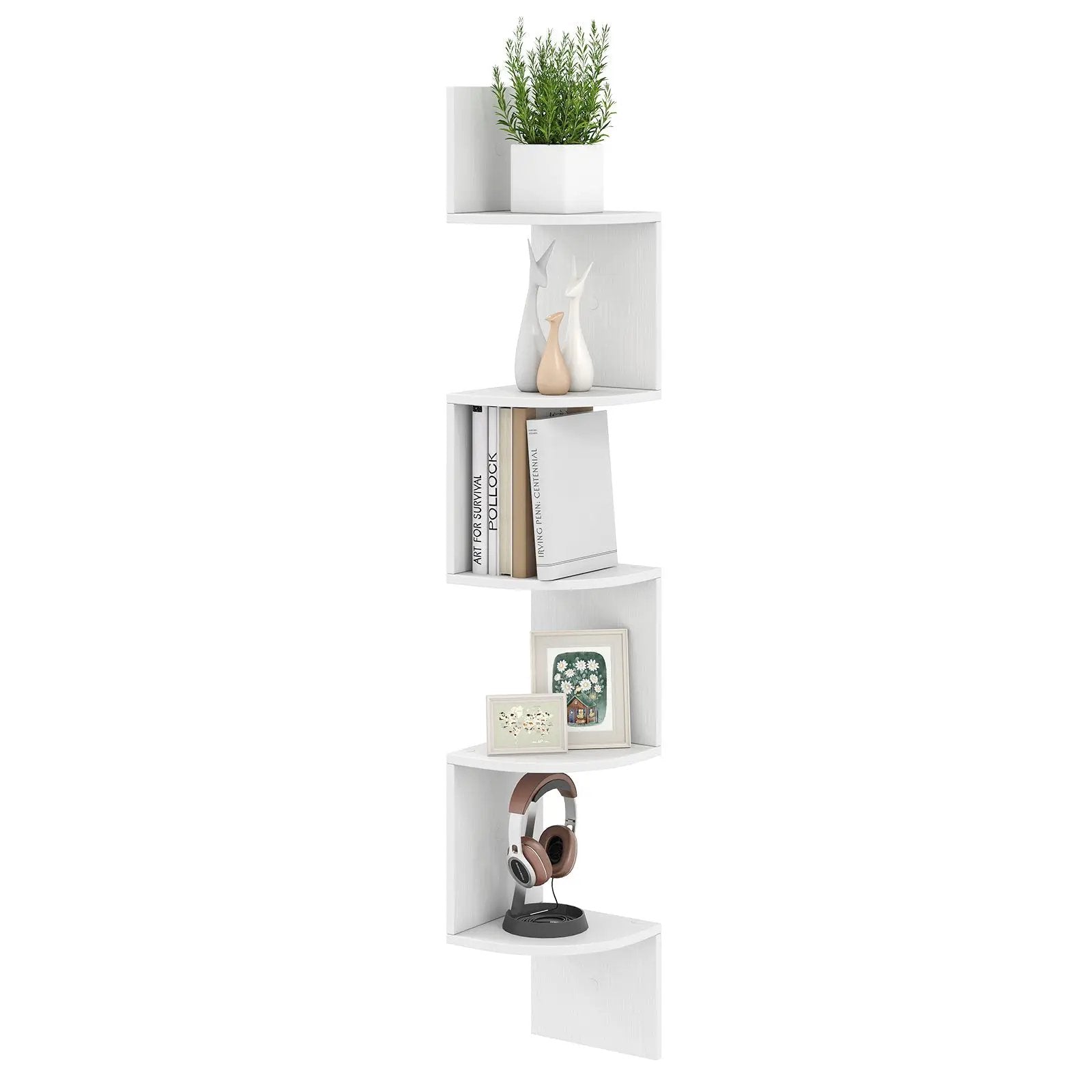 5-Tier Corner Shelf Floating Bookshelf Wall Mounted Storage Organizer by DirectDeals