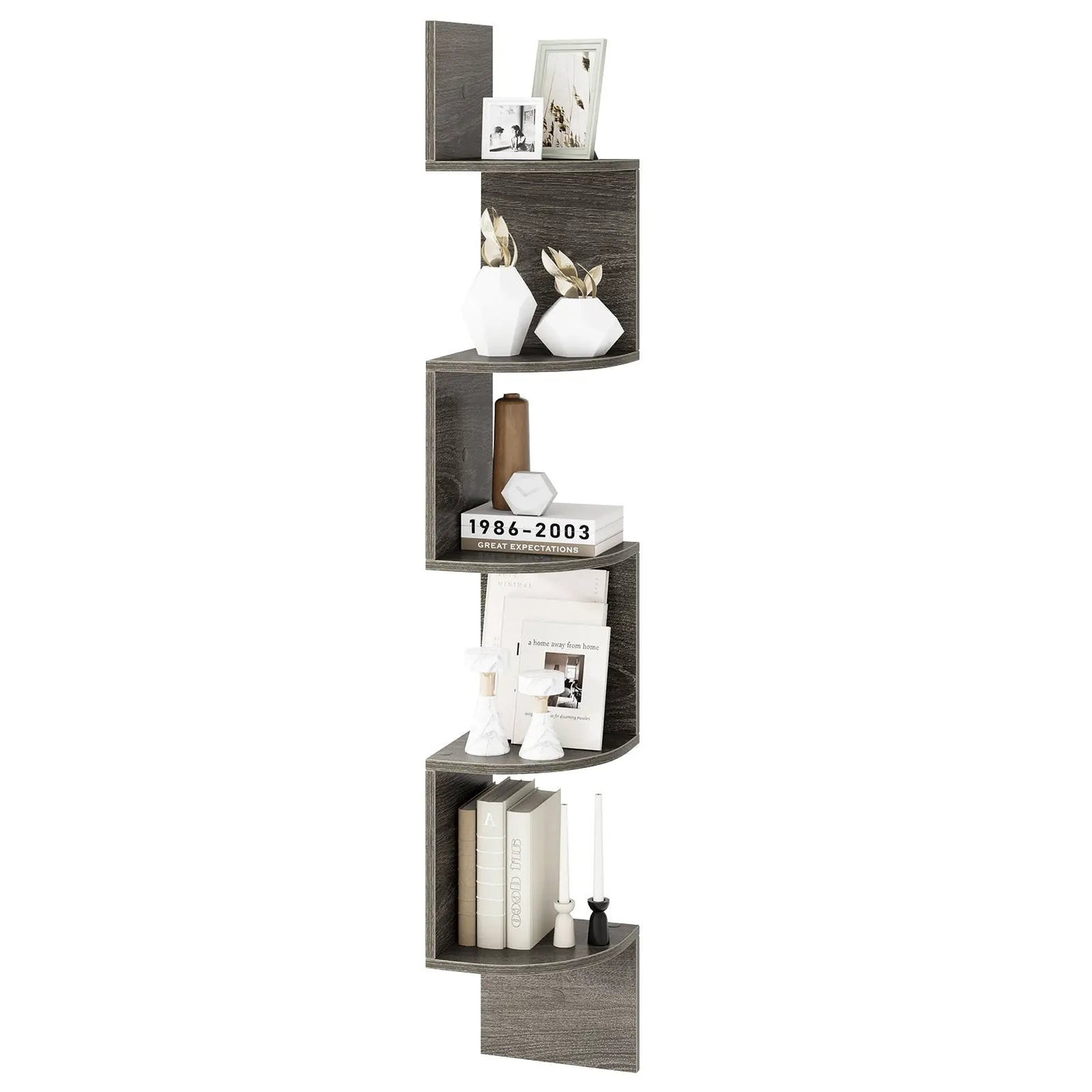 5-Tier Corner Shelf Floating Bookshelf Wall Mounted Storage Organizer by DirectDeals
