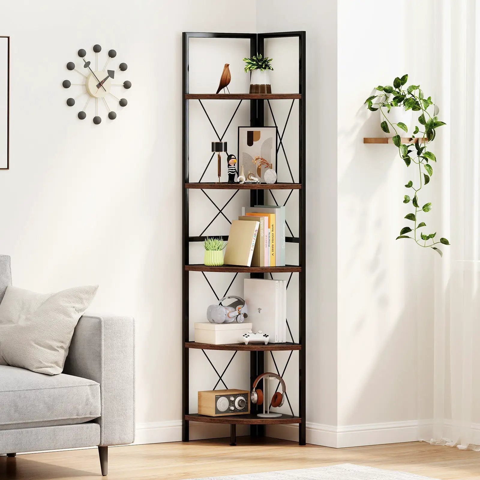 5-Tier Freestanding Corner Shelf 63 Inch Tall Storage Rack by DirectDeals