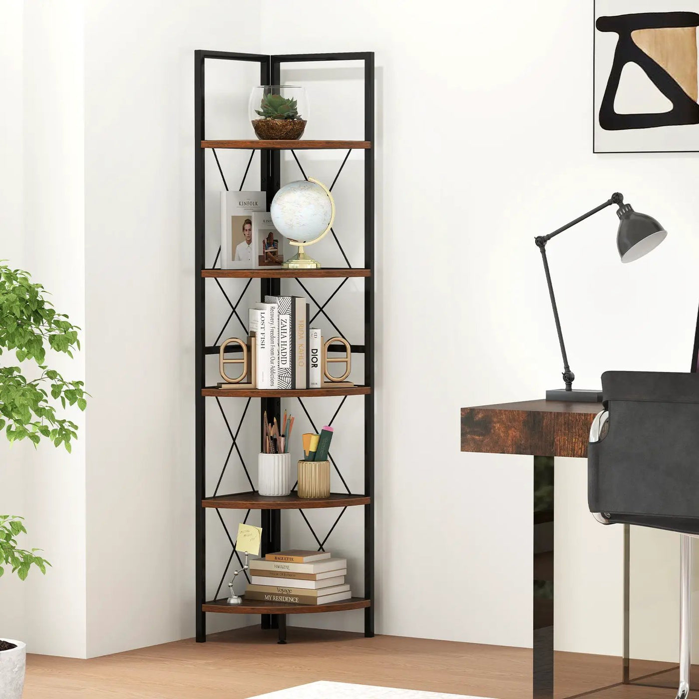 5-Tier Freestanding Corner Shelf 63 Inch Tall Storage Rack by DirectDeals