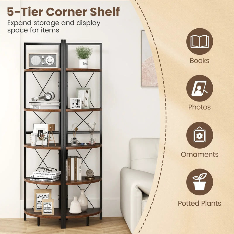 5-Tier Freestanding Corner Shelf 63 Inch Tall Storage Rack by DirectDeals