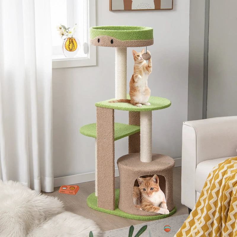 5-Tier Modern Cat Tree Tower for Indoor Cats with Sisal Scratching Posts-Green by DirectDeals