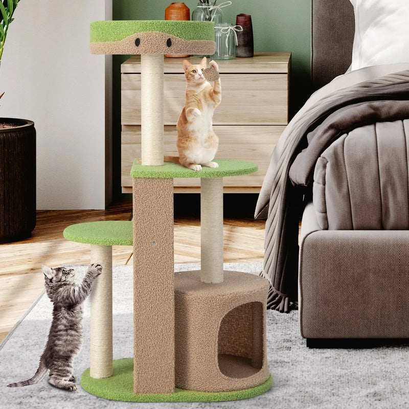 5-Tier Modern Cat Tree Tower for Indoor Cats with Sisal Scratching Posts-Green by DirectDeals