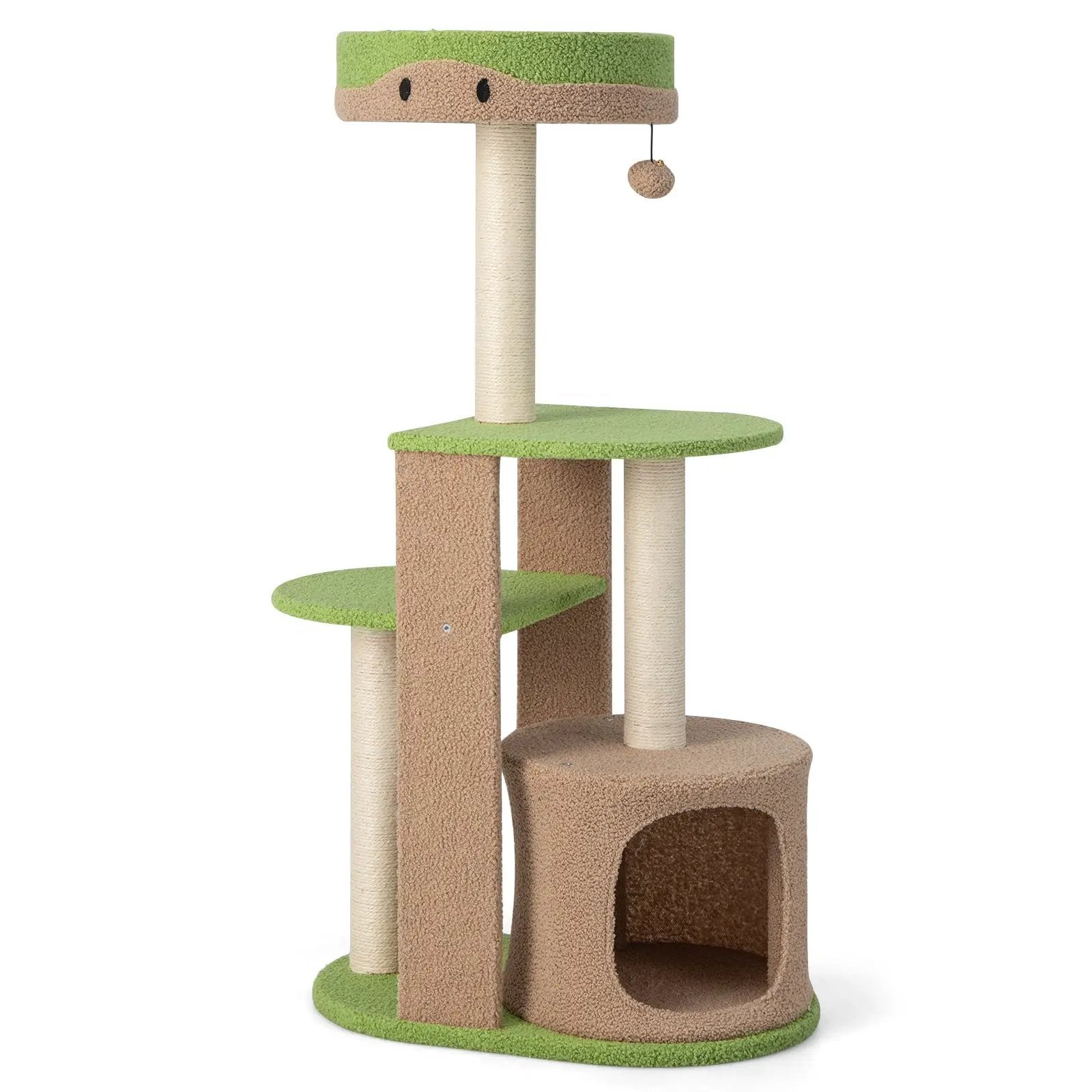 5-Tier Modern Cat Tree Tower for Indoor Cats with Sisal Scratching Posts-Green by DirectDeals
