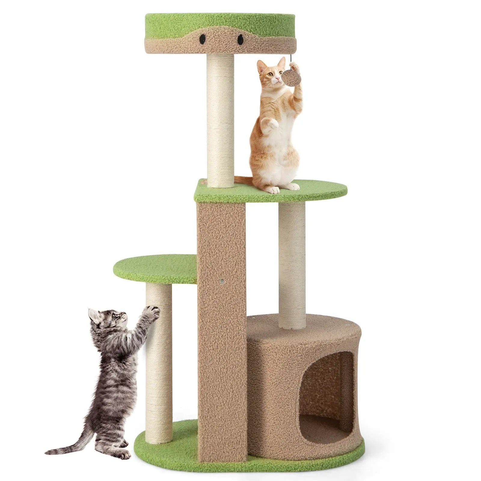 5-Tier Modern Cat Tree Tower for Indoor Cats with Sisal Scratching Posts-Green by DirectDeals