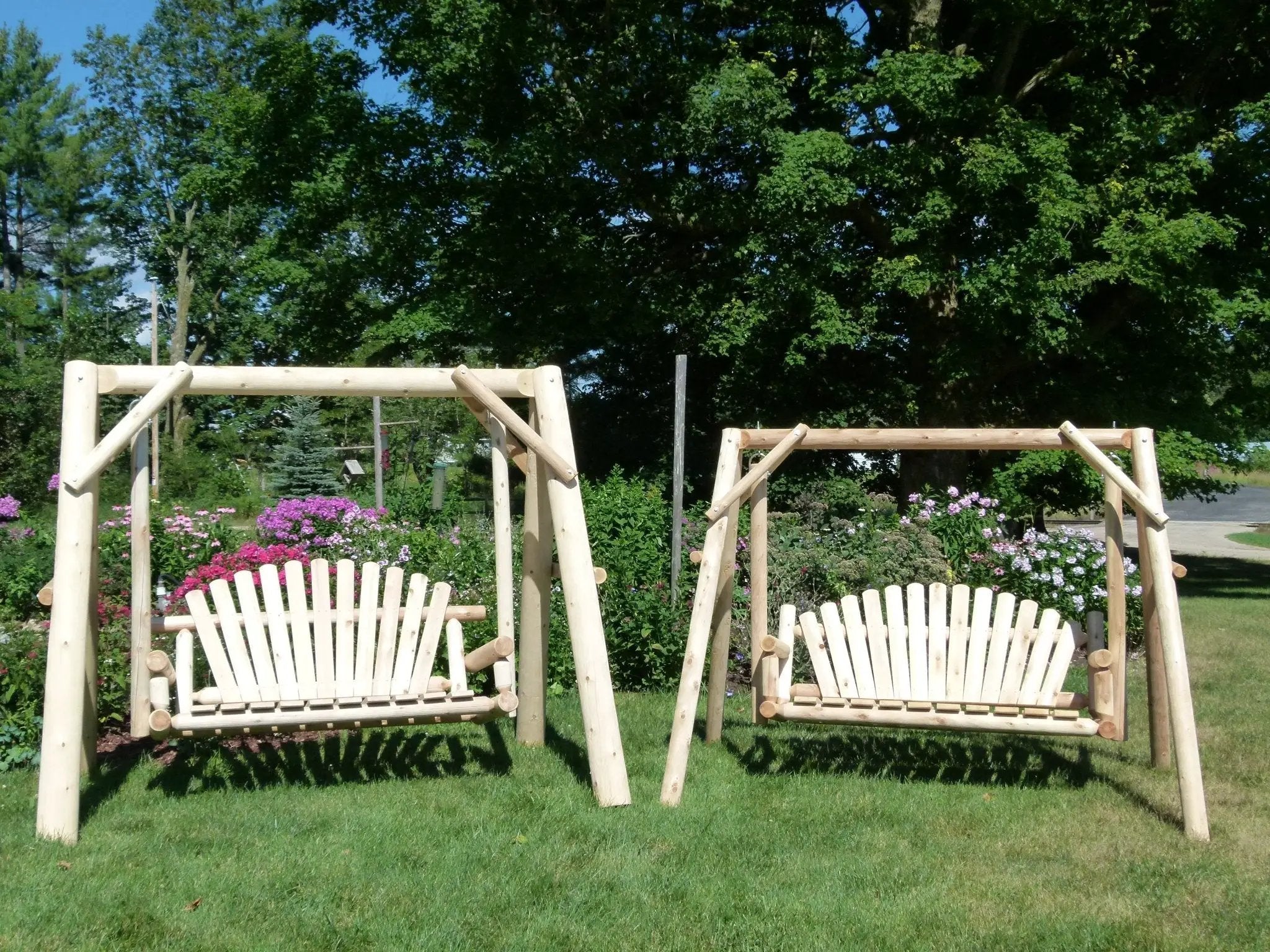 Wooden Porch Swing with Canopy by Cedar Creek Rustic Furniture