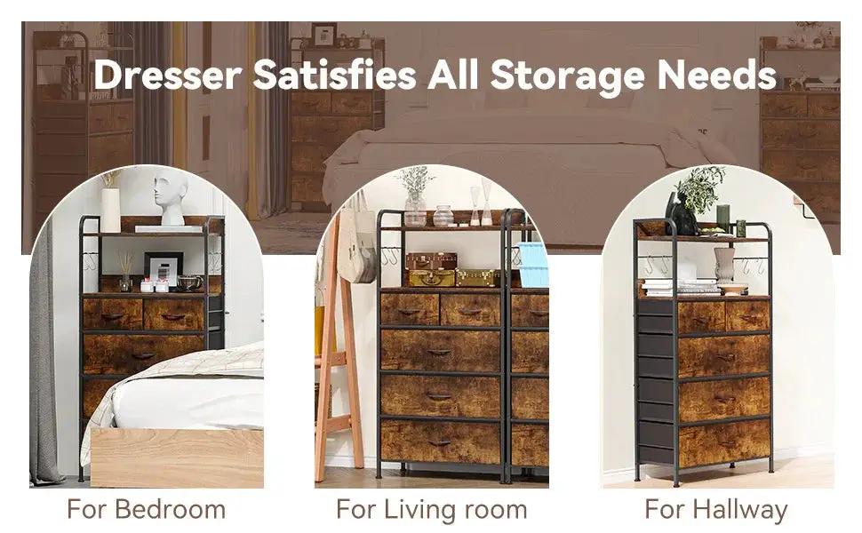 5-Drawer Vertical Dresser with Spacious Storage - No Assembly Required Modern Fabric Tower Organizer Unit, Space-Saving Compact Design with Sturdy Frame for Bedroom, Hallway, Living Room - Ideal for Small Spaces, 27-Inch Heig by House Of Avana