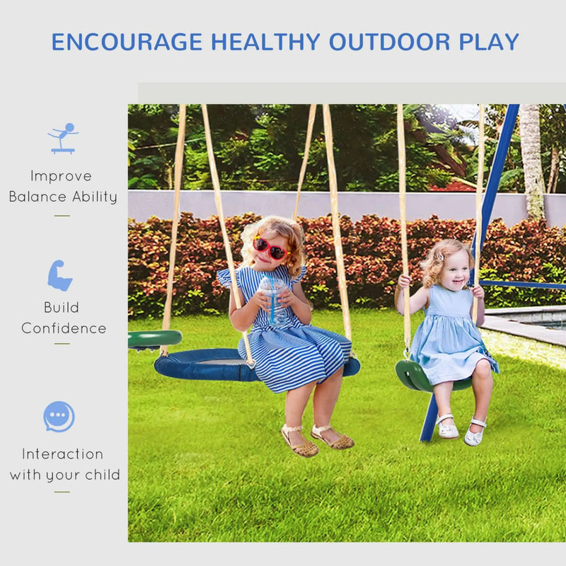 5-In-1 Heavy-Duty Outdoor A-Frame Swing Set With Saucer, Swing, Slide, Seesaw, Glider, And Swing Seat (SAK61472) by SAKSBY WHOLESALE