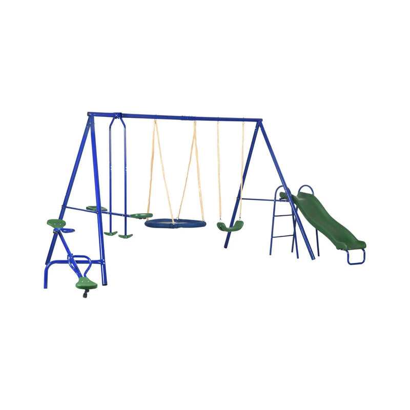 5-In-1 Heavy-Duty Outdoor A-Frame Swing Set With Saucer, Swing, Slide, Seesaw, Glider, And Swing Seat (SAK61472) by SAKSBY WHOLESALE