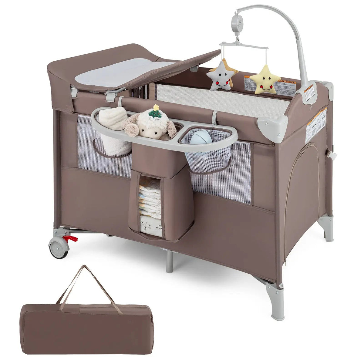 5-in-1 Portable Pack and Play with Diaper Changing Table by DirectDeals