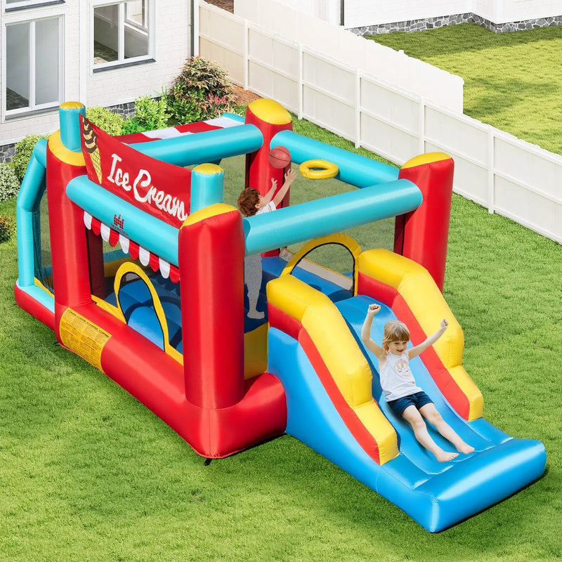 5-in-1 Ice Cream Inflatable Bounce House with Ball Pit and Slide without Blower by DirectDeals
