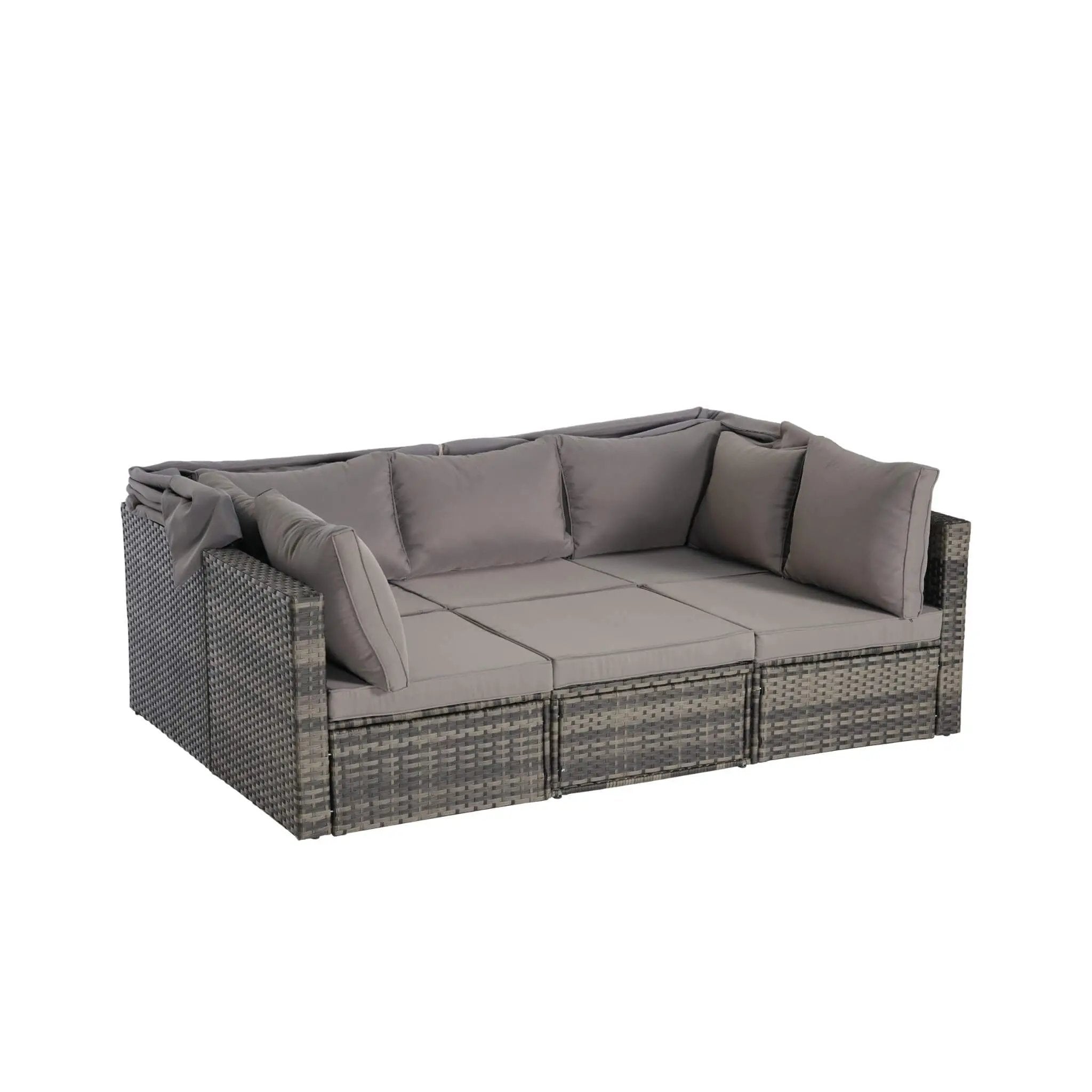 Alora 5-Piece Outdoor Patio Wicker Daybed Furniture Set With Retractable Canopy (SAK37816) by SAKSBY WHOLESALE