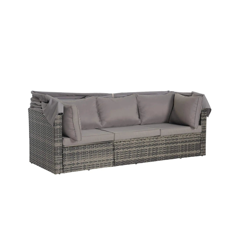 Alora 5-Piece Outdoor Patio Wicker Daybed Furniture Set With Retractable Canopy (SAK37816) by SAKSBY WHOLESALE