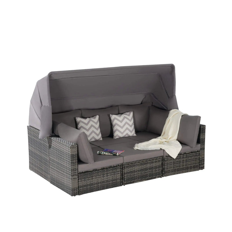 Alora 5-Piece Outdoor Patio Wicker Daybed Furniture Set With Retractable Canopy (SAK37816) by SAKSBY WHOLESALE