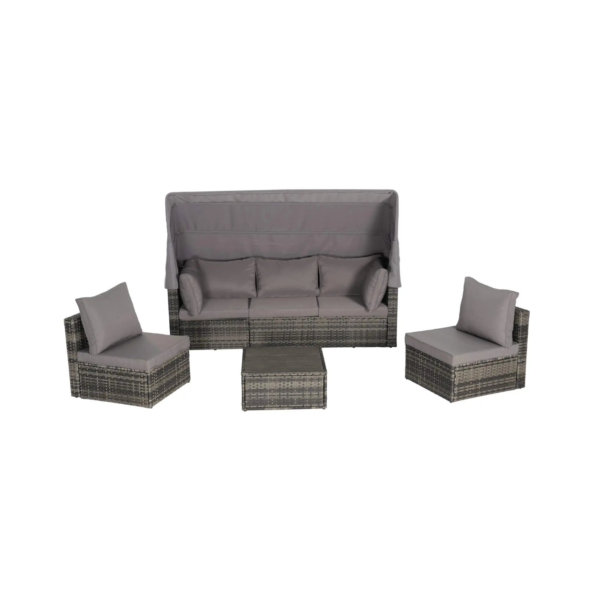 Alora 5-Piece Outdoor Patio Wicker Daybed Furniture Set With Retractable Canopy (SAK37816) by SAKSBY WHOLESALE
