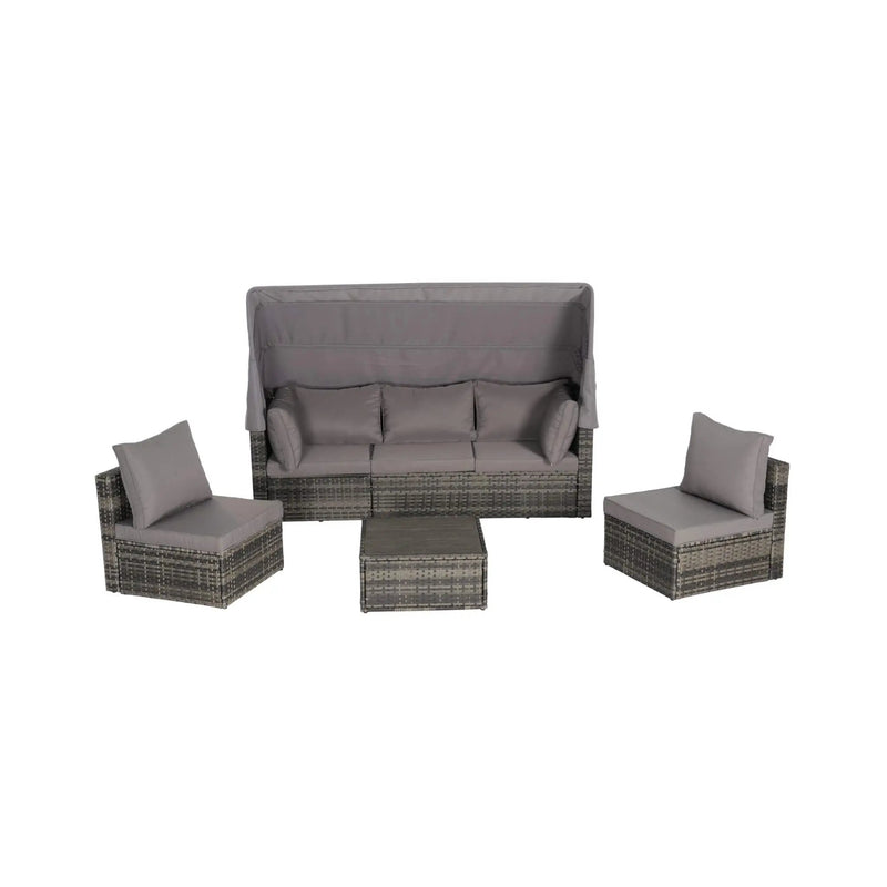 Alora 5-Piece Outdoor Patio Wicker Daybed Furniture Set With Retractable Canopy (SAK37816) by SAKSBY WHOLESALE