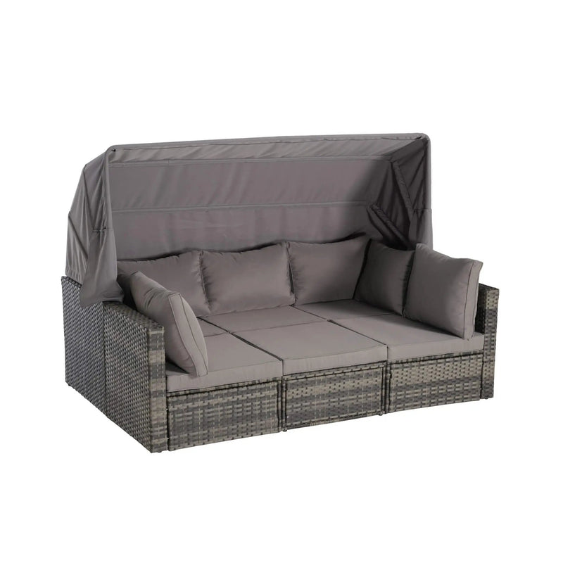 Alora 5-Piece Outdoor Patio Wicker Daybed Furniture Set With Retractable Canopy (SAK37816) by SAKSBY WHOLESALE