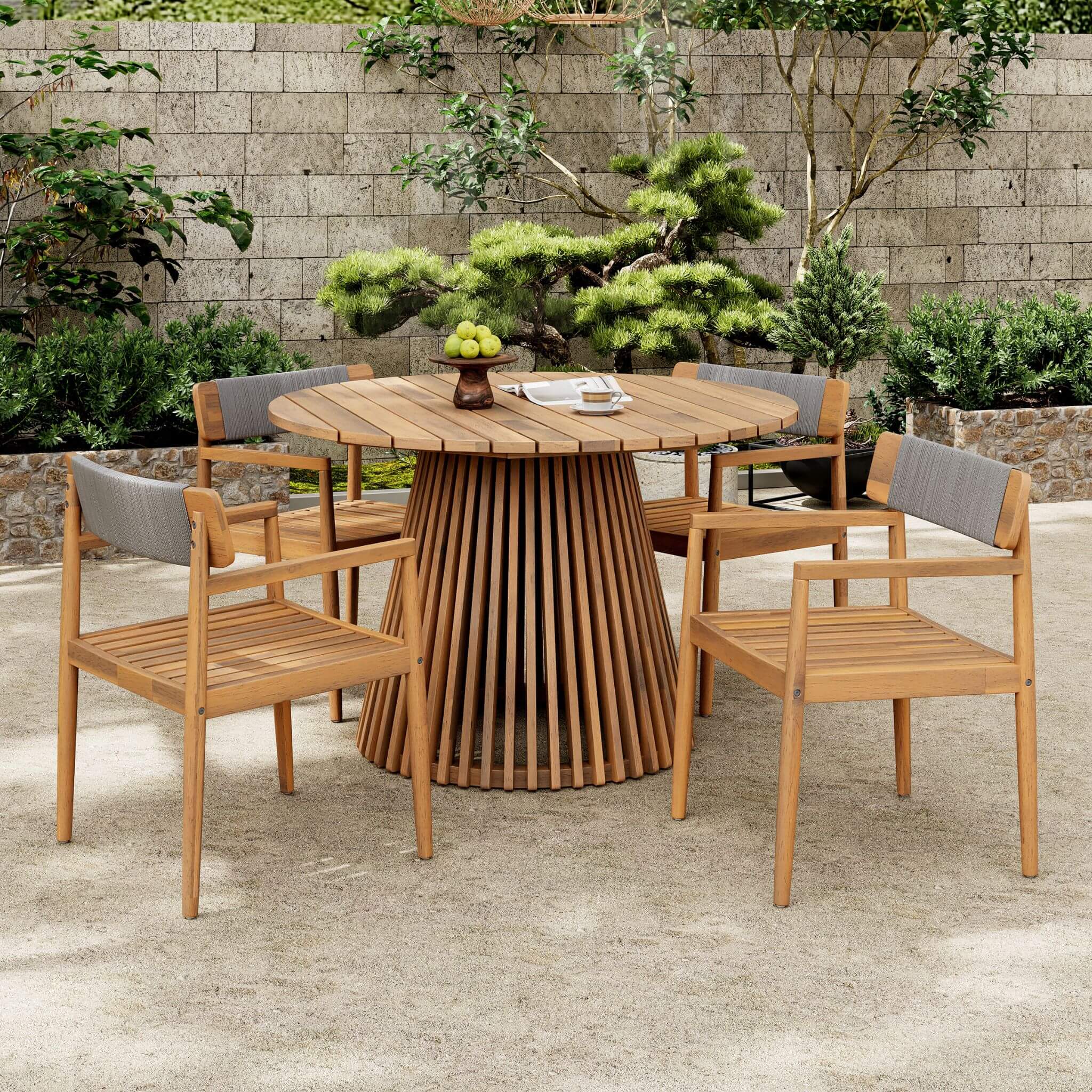 Alora Premium 5-Piece Acacia Wooden Outdoor Furniture Patio Set With Dining Chairs And Table (SAK70445) by SAKSBY WHOLESALE