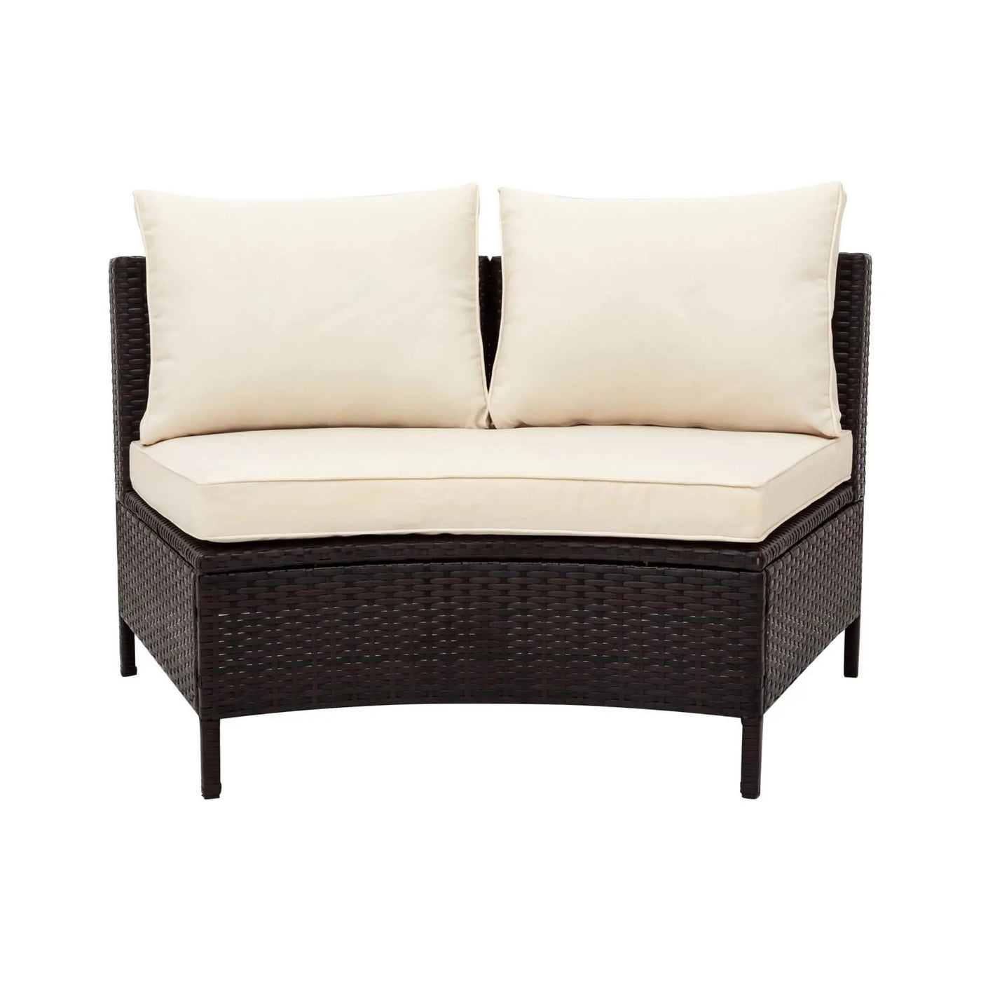 Alora Premium 5-Piece All-Weather Half-Moon Outdoor Rattan Wicker Patio Sectional Sofa Furniture Set With Tempered Glass Table (SAK32615) by SAKSBY WHOLESALE