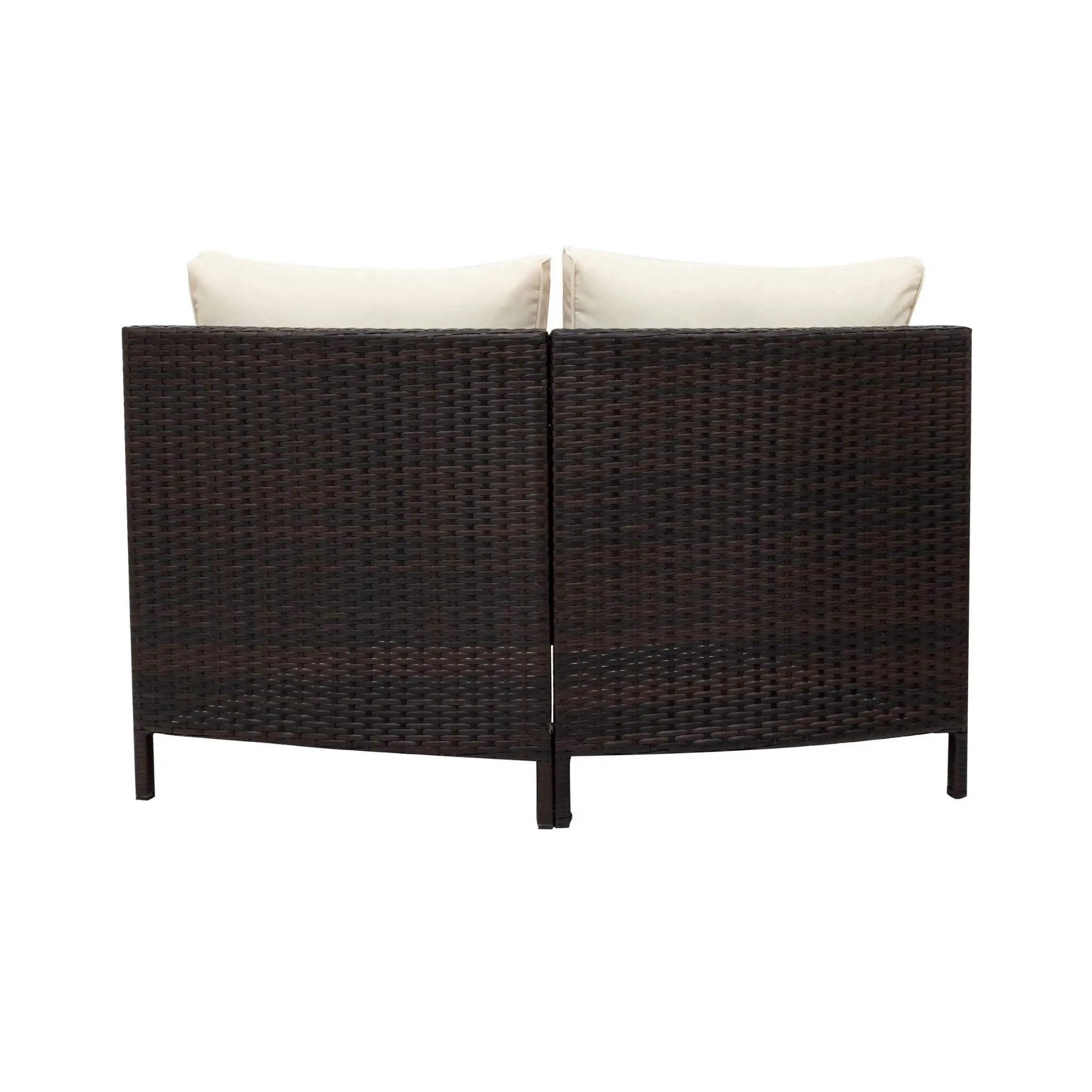 Alora Premium 5-Piece All-Weather Half-Moon Outdoor Rattan Wicker Patio Sectional Sofa Furniture Set With Tempered Glass Table (SAK32615) by SAKSBY WHOLESALE